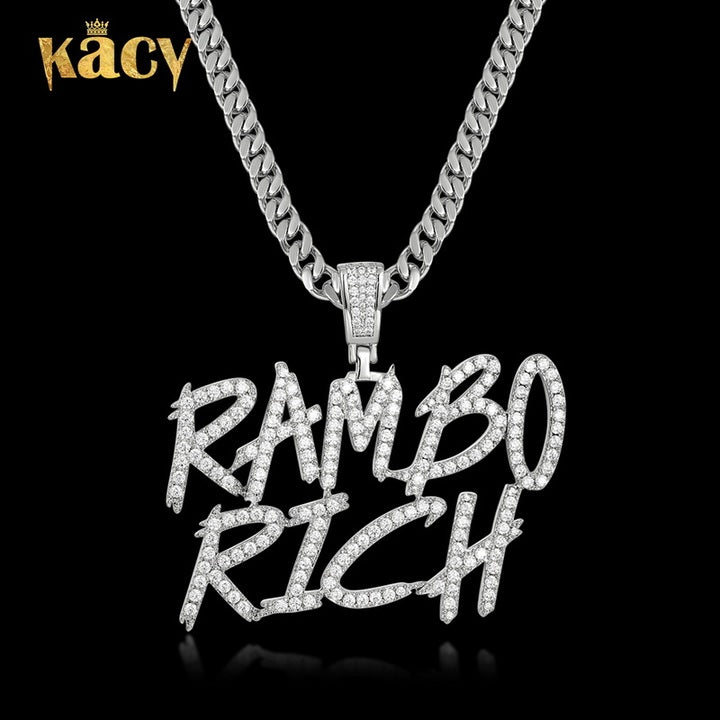 Custom VVS Moissanite Diamond Initial Letter Pendant - 925 Sterling Silver Hip Hop Jewelry