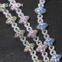 ESKEEM Iced Out Diamond Cross & Clover Bracelet - Hip Hop Luxury Chain for Men & Women