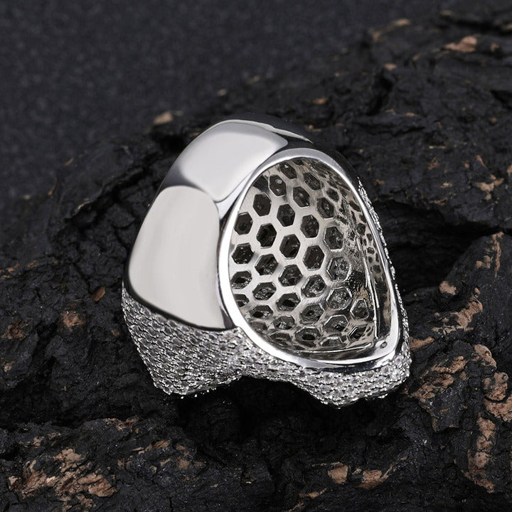 NUOYA Dazzling Men's Hip Hop Cross Ring - 18K White Gold Plated Micro Pave Baguette Zircon for Ultimate Style