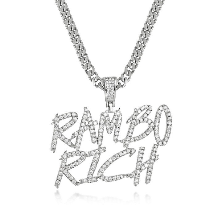 Custom VVS Moissanite Diamond Initial Letter Pendant - 925 Sterling Silver Hip Hop Jewelry