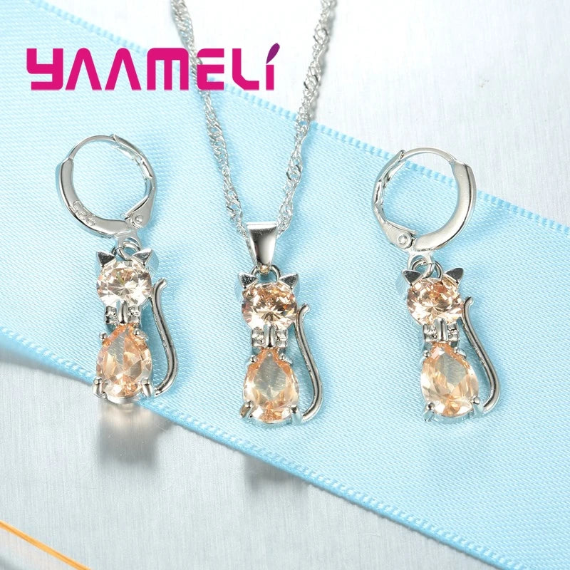 Charming Cat Pendant Jewelry Set™
