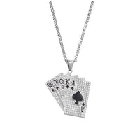 Custom Stainless Steel Men's Vintage Card Pendant Necklace - Hiphop Inspired Long Chain Sweater Jewelry