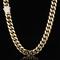 2025 New Men's 18K Gold Plated Stainless Steel Cuban Chain Necklace - Wholesale Hip Hop Jewelry Pendant