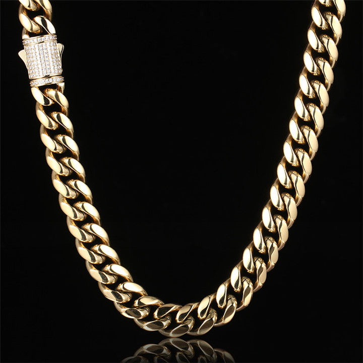 2025 New Men's 18K Gold Plated Stainless Steel Cuban Chain Necklace - Wholesale Hip Hop Jewelry Pendant