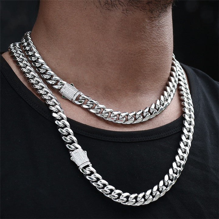 2025 New Men's 18K Gold Plated Stainless Steel Cuban Chain Necklace - Wholesale Hip Hop Jewelry Pendant