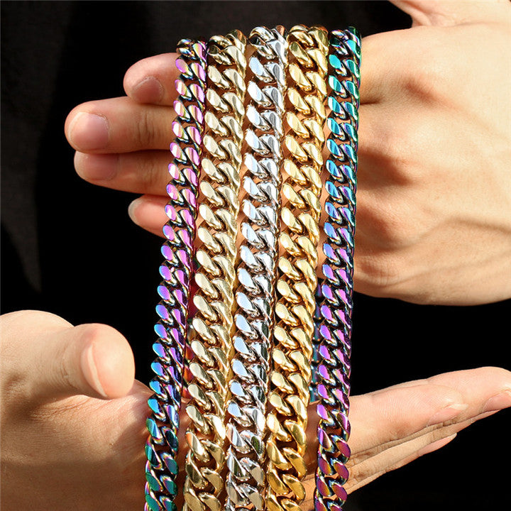 2025 New Men's 18K Gold Plated Stainless Steel Cuban Chain Necklace - Wholesale Hip Hop Jewelry Pendant