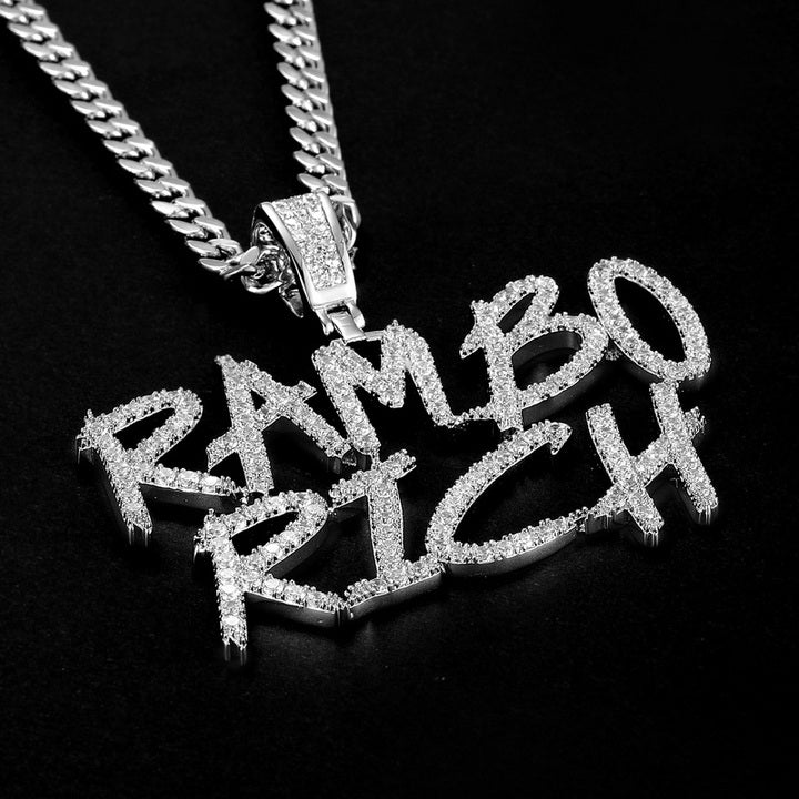 Custom VVS Moissanite Diamond Initial Letter Pendant - 925 Sterling Silver Hip Hop Jewelry