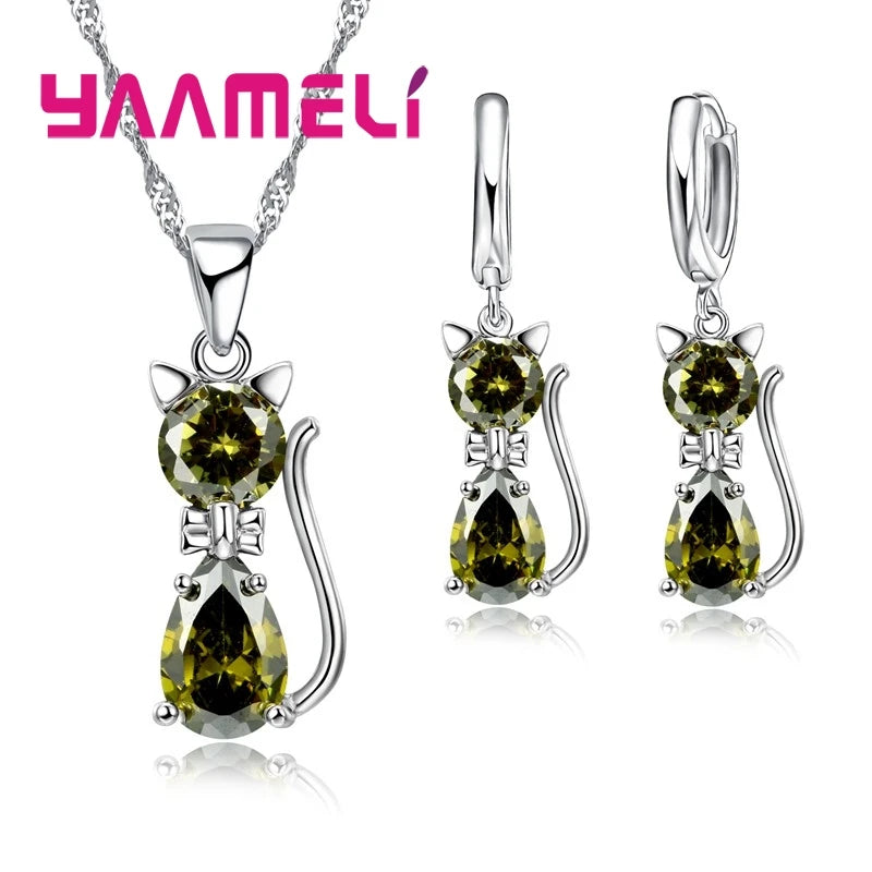 Charming Cat Pendant Jewelry Set™