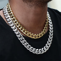 2025 New Men's 18K Gold Plated Stainless Steel Cuban Chain Necklace - Wholesale Hip Hop Jewelry Pendant