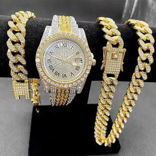 Iced-Out Luxury Watch & Bracelet Set™
