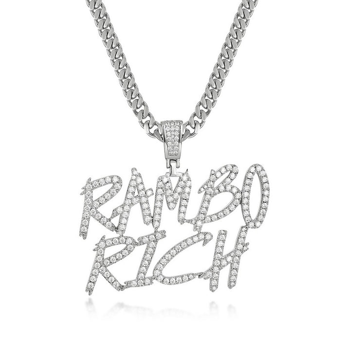 Custom VVS Moissanite Diamond Initial Letter Pendant - 925 Sterling Silver Hip Hop Jewelry