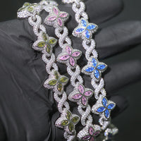 ESKEEM Iced Out Diamond Cross & Clover Bracelet - Hip Hop Luxury Chain for Men & Women