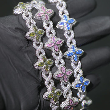 ESKEEM Iced Out Diamond Cross & Clover Bracelet - Hip Hop Luxury Chain for Men & Women