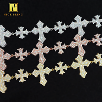 Exquisite 925 Sterling Silver VVS Moissanite Cuban Link Chain Bracelet - Soldier Cross Design for Men