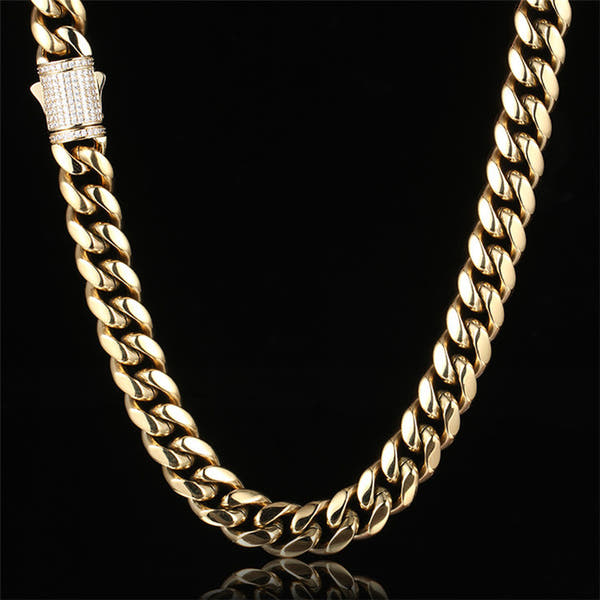 2025 New Men's 18K Gold Plated Stainless Steel Cuban Chain Necklace - Wholesale Hip Hop Jewelry Pendant